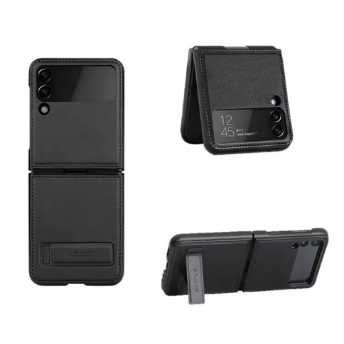 Leather Case With Kickstand For Samsung Galaxy Z Flip 4