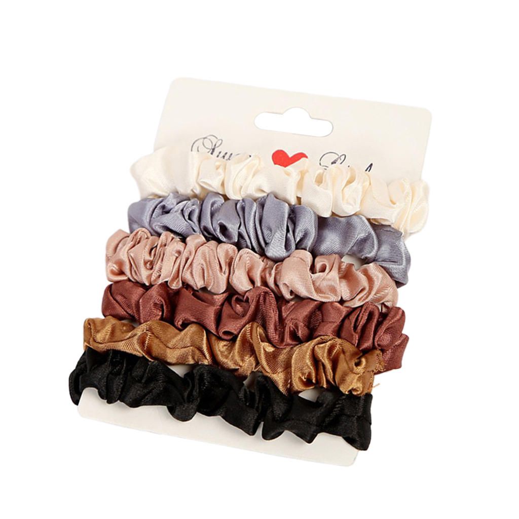 6pack Women Solid Hair Scrunchies Multicolor Rubber Hair Band Hair