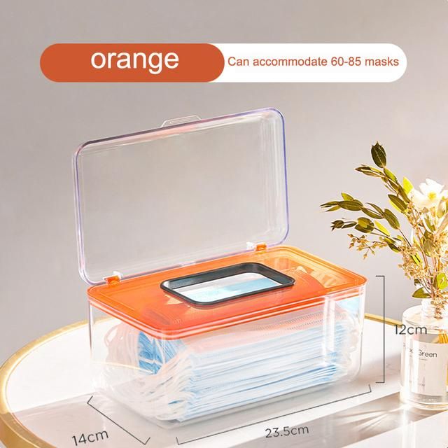 Transparent mask storage box Household living room tissue box Modern simple wipes storage With spring