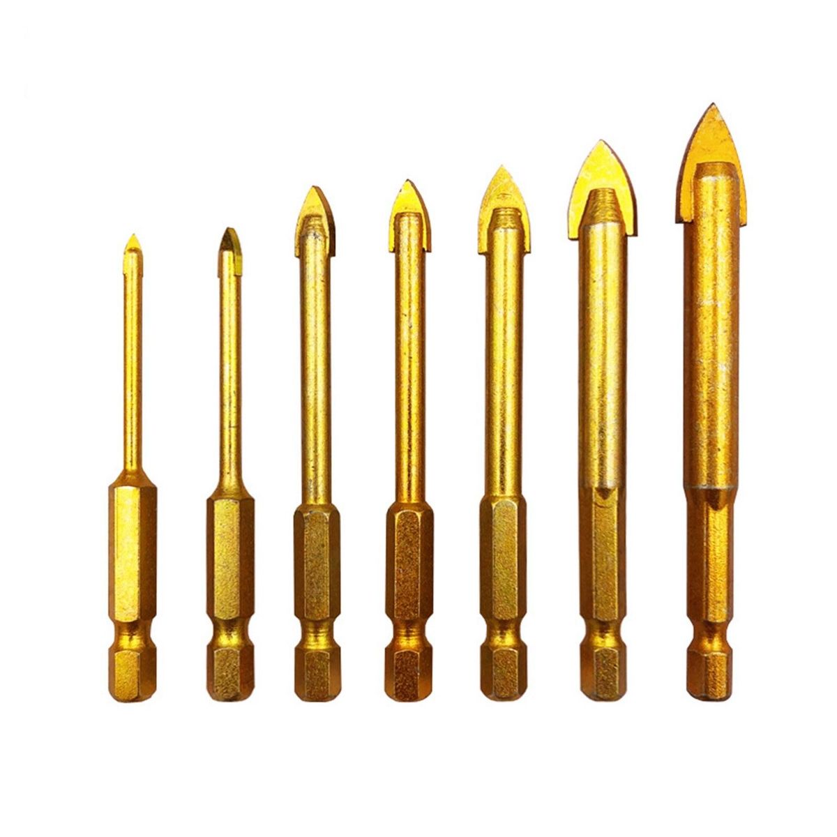 7Pcs Drill Bits Set with 1/4 Inch Hex Shank for Glass Ceramic Marble Tile Concrete Wood and Brick Wall Drilling Tool