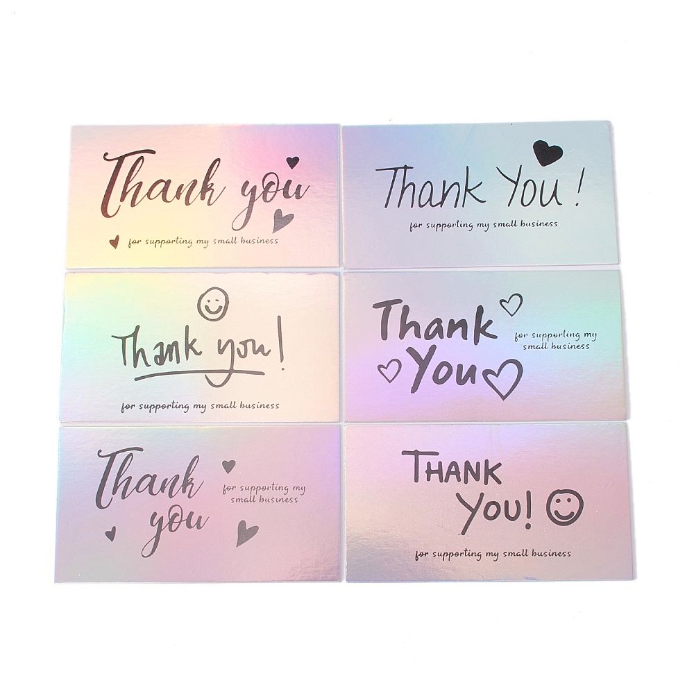 50pcs Holographic Thank You Card