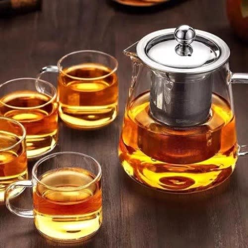 Borosilicate Glass Tea Set - Tea Jug/kettle & Cups - 5Pcs