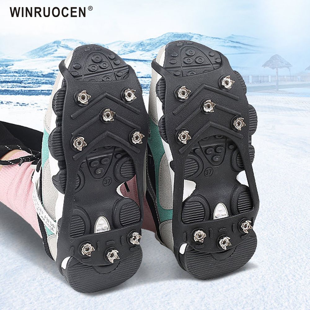 WINRUOCEN 8 Teeth Anti-Skid Ice Snow Shoe Spiked Climbing Claws Grips Cleat