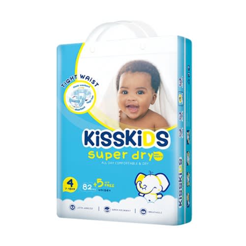 Kisskids Baby Diaper - Size 4 - 7 - 18kg - 82 Pcs