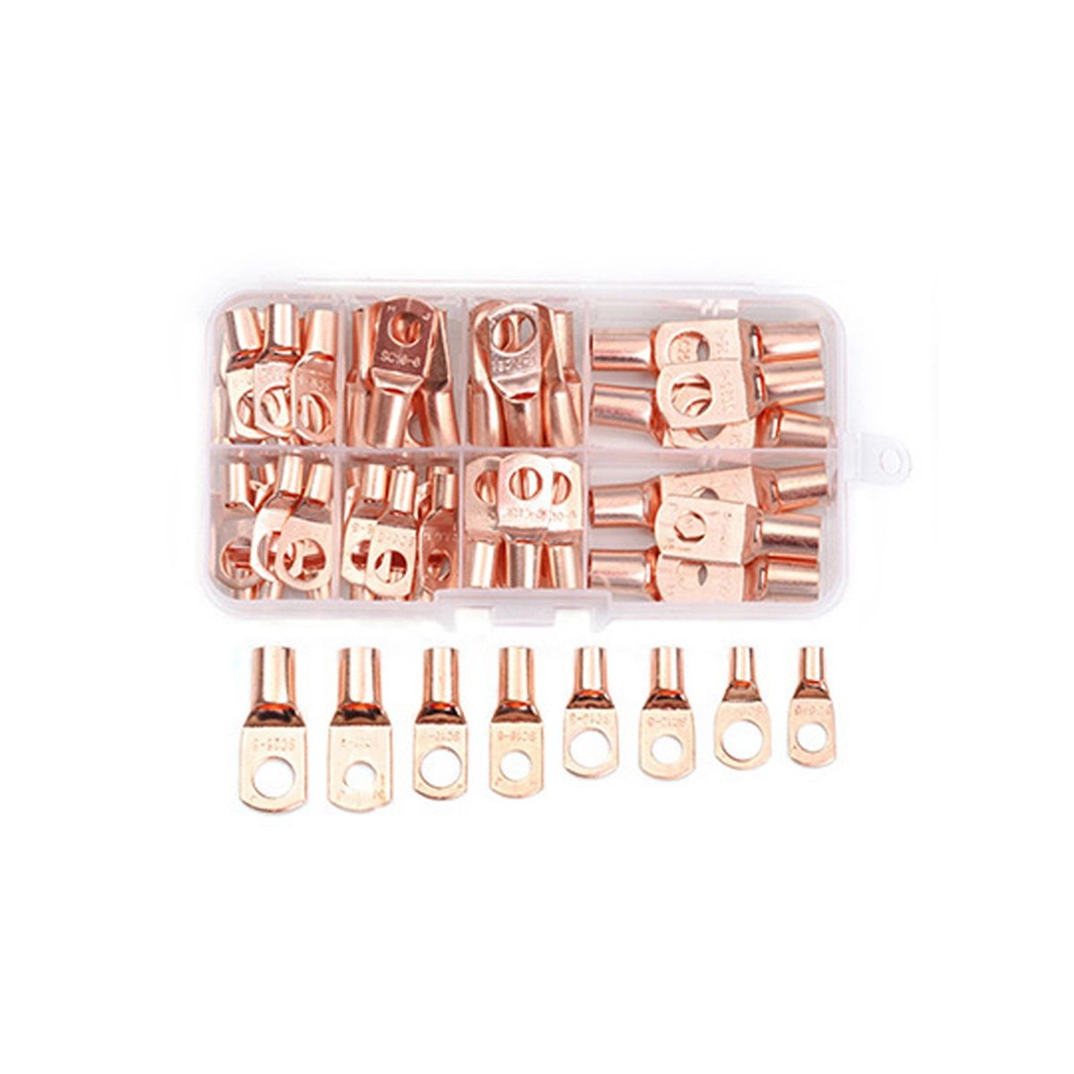 60PCS SC6-25 Series Round Cold Crimp Terminal Connectors Copper Nose Wire Connectors Gold