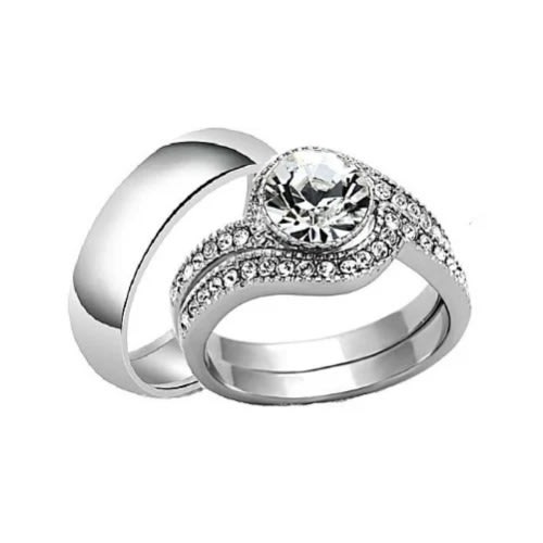Spiral Non Fade Titanium Wedding Ring Set