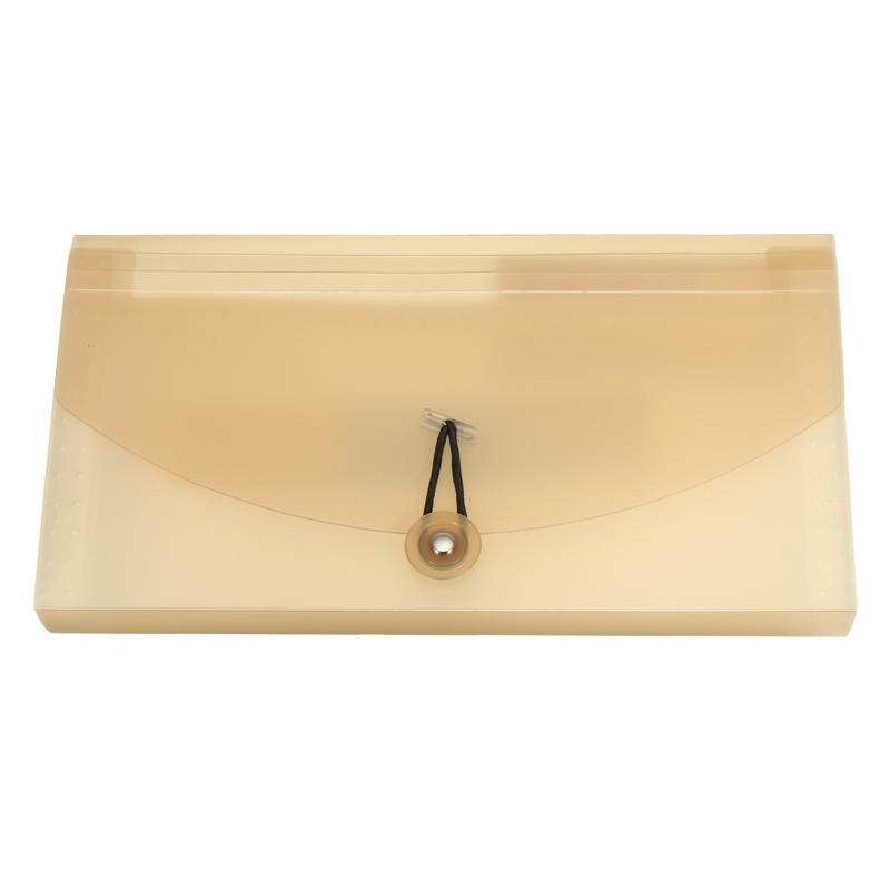 New 1pc Plastic Document Bag File Folder Expanding Wallet Bill Folder Small Size 260*147mm Ginger Translucent