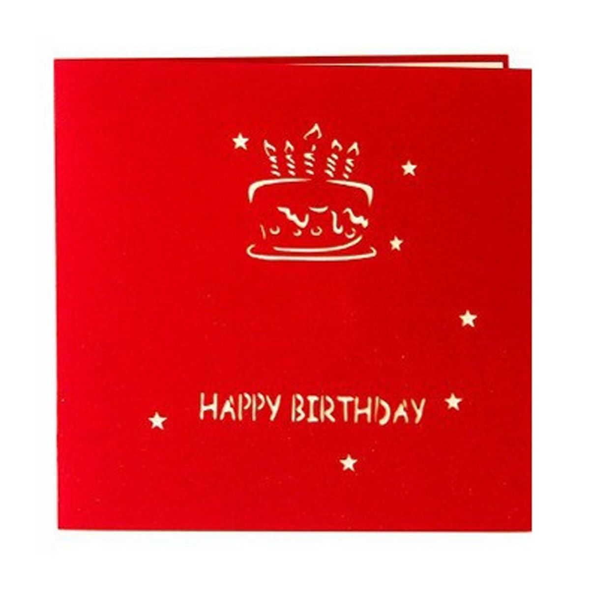 3d Birthday Surprise Card Portable Greeting with Cute Cake Design Red