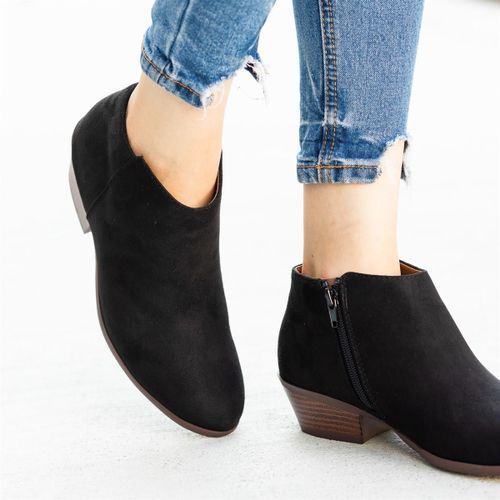 Women Shoes High Heel Sexy Leather Boot Shoes-Black