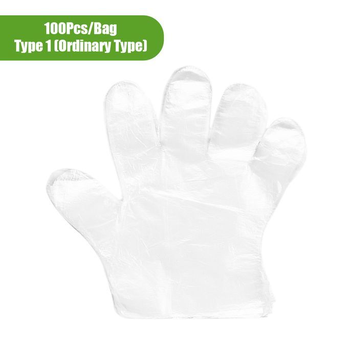 100Pcs/Bag Disposable Gloves Transparent Food-Grade Pe