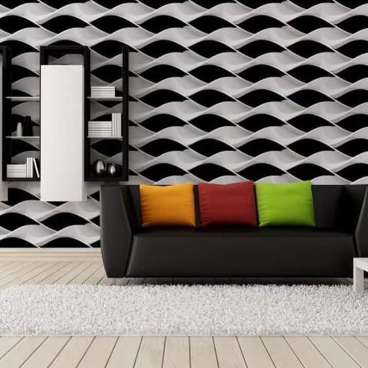 Adore Decor Black And Grey 3D Wave Effect Wallpaper For Home