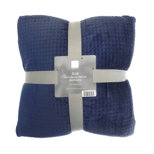 2pc Embossed Velvet Throw Pillows - Blue