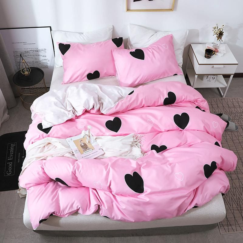 Pink Love bedding set Nordic style soft comforter duvet cover bedspreads for bed comefortable quilt with pillowcase