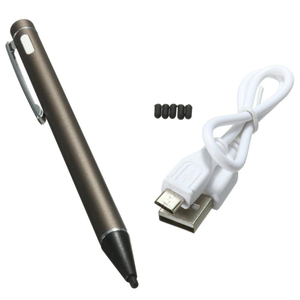 2.0mm Rechargeable LED Active Stylus Capacitive Tablet Screen Touch Drawing Pen Grey Grey