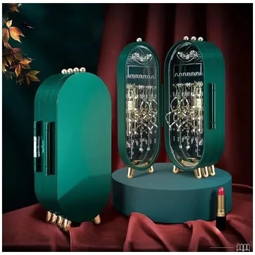 Folding Jewelry Stand With Mirror - 153 Holes