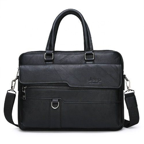 Business Men's Leather Formal Bag - 39cm x 28cm x 14cm -  Black
