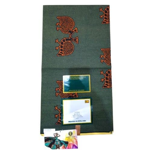 African Print Wax Block Fabric - 6 Yards - Green