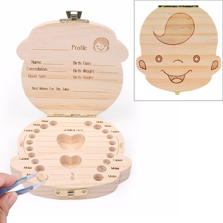 3 PCS Wood Baby Teeth Box Organizer Milk Teeth Storage Box