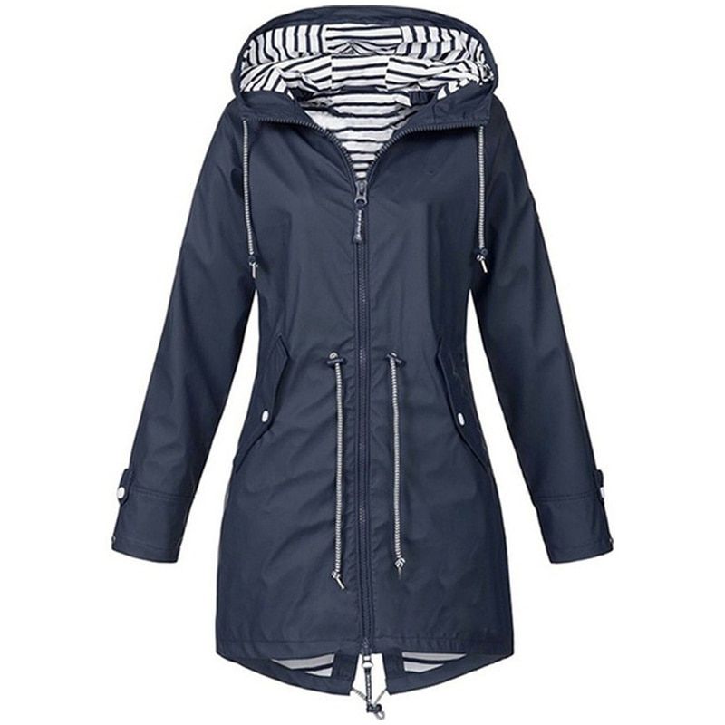 Women Casual Coat Autumn Winter Ladies Jacket Pocket Zipper Hooded Two Side Outwear Oversize Windbreaker Femme S-5XL
