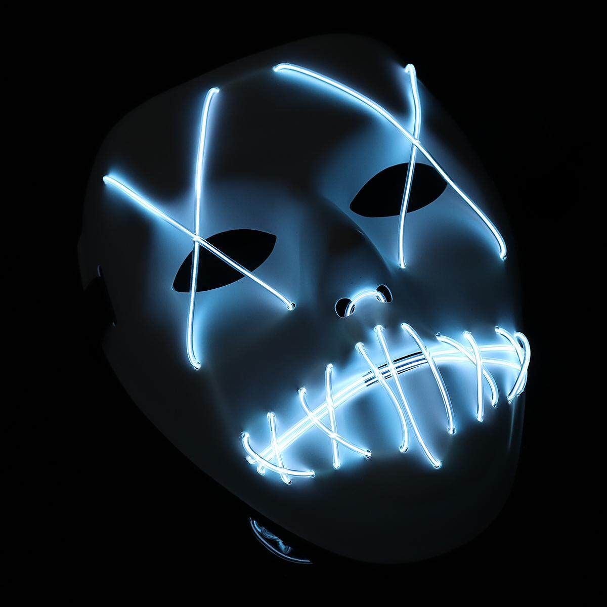 Halloween EL LED Light Up Party Masks Year Tik Tok Funny Costume Ball White