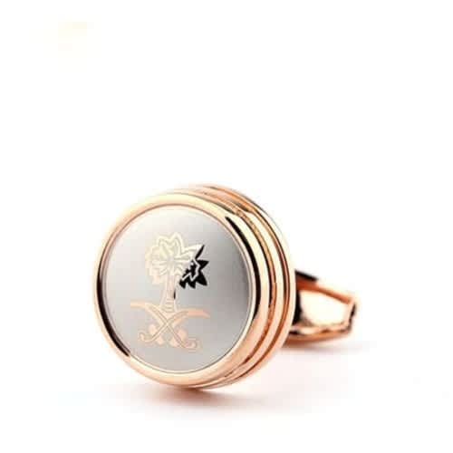 Classic Round Cufflinks For Men Shirt - Bronze - Gold Plated