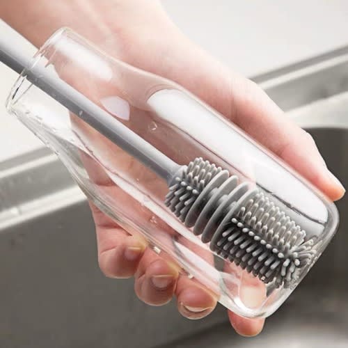 Silicone Milk Bottle Brush Glass Long Handle Cleaning Brush