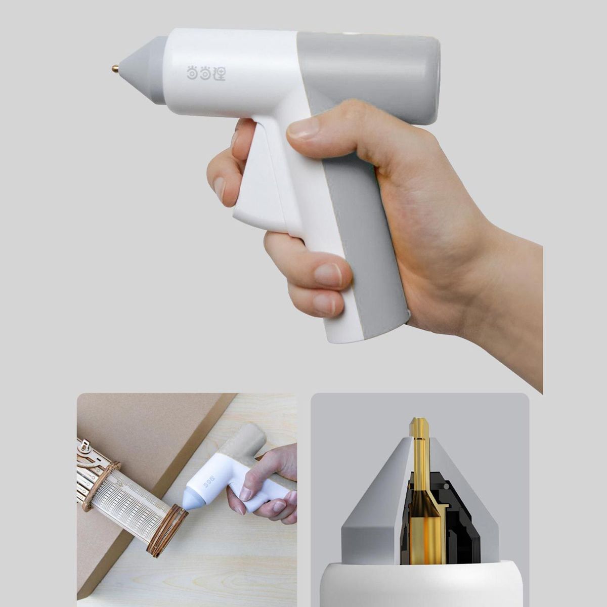 Mini Hot Glue 15S Temperature Adjustable With Glue Clubs For Grey