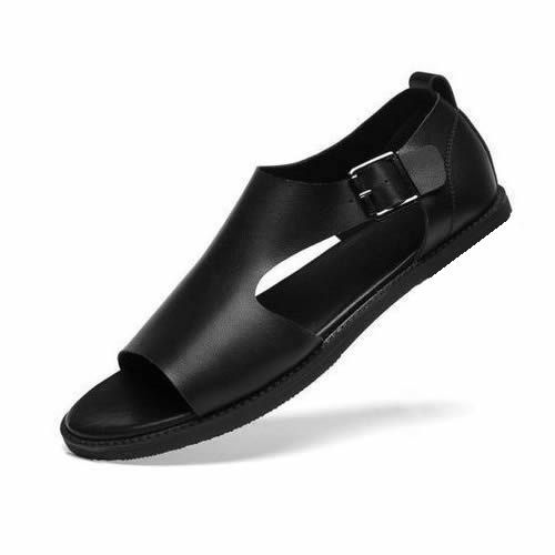 Top Gladiator Leather Sandals - Black