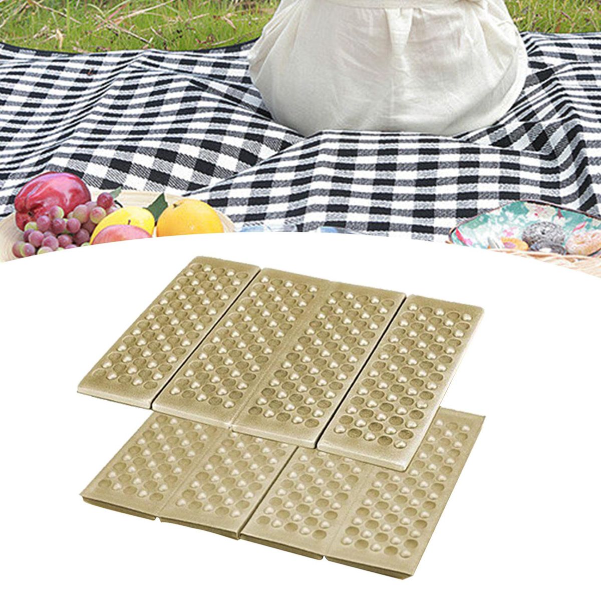 Camping Foam Pad Outdoor Seat Cushion Sitting Mats Blanket Khaki