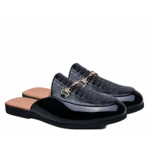 Men's Bi Leather Slip On Half Shoe - Black