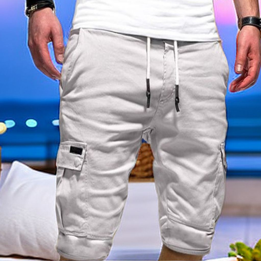 Mens Elastic Pocket Cargo Shorts Nicker Pants