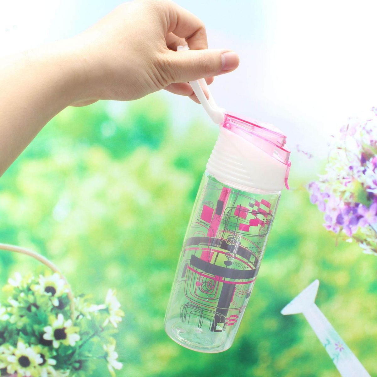 600ML School Camping Outdoor Travel Kids Water Bottle Drinks Juice Cup Container NEW Pink