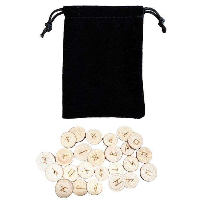 25x Natural Rune Stone Wood Divination Runes Without Table Cloth