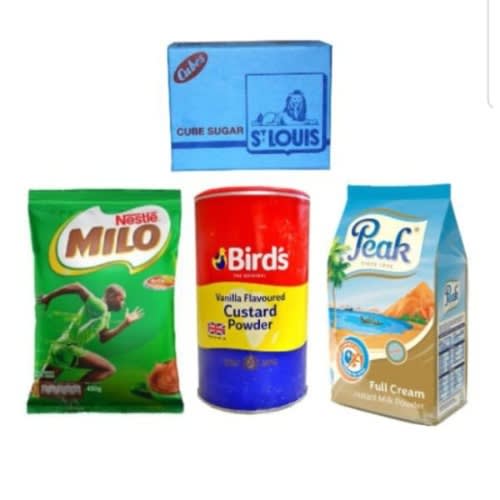 Refill Peak Milk Powder 450g- Milo 500g- Bird Custard 600g And Sugar 474g