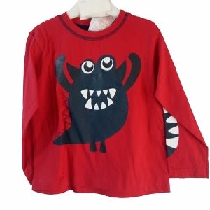 Red Designed Long Sleeve Tshirt