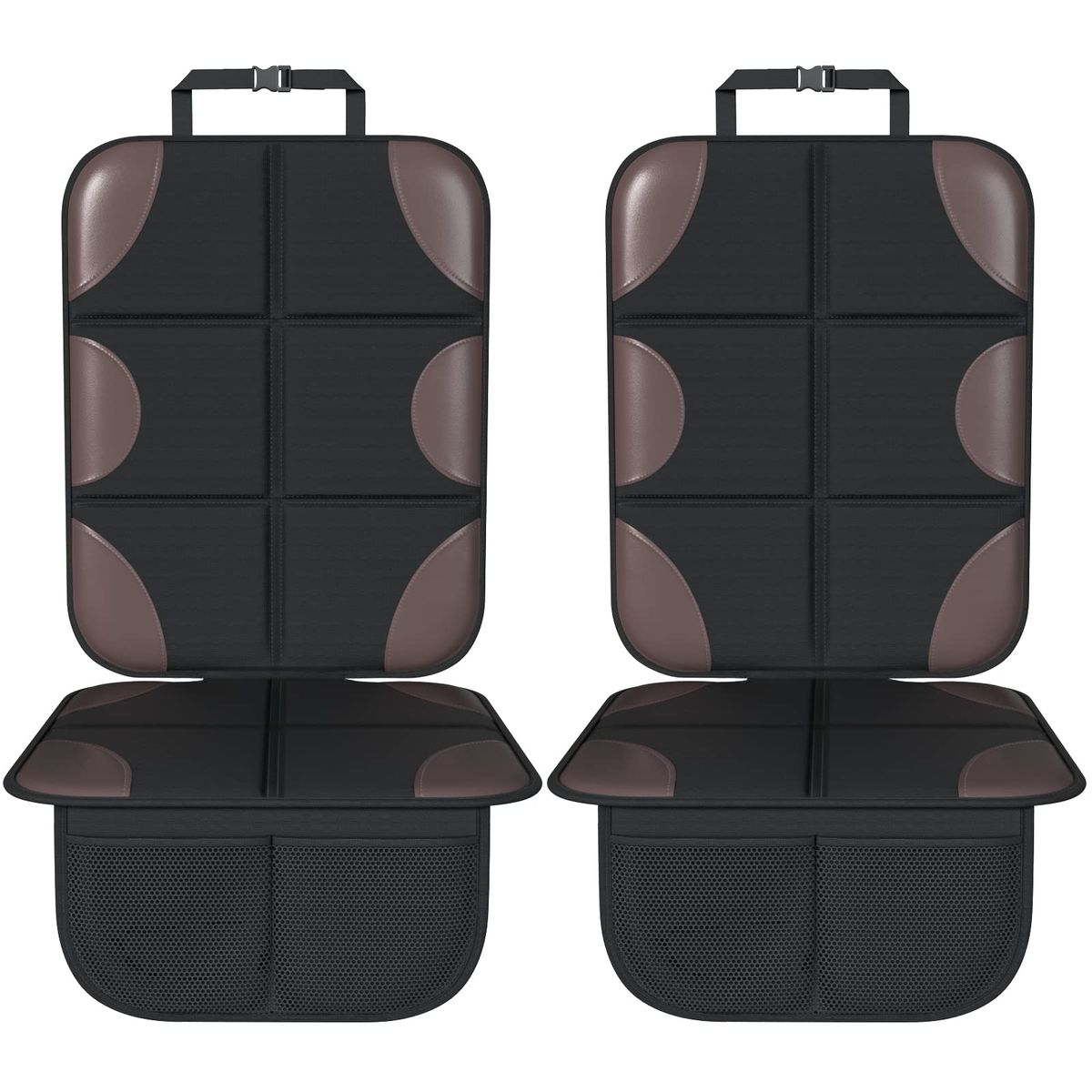 Brown Car Seat Protector, 2 Pack Carseat Seat Protectors with Thickest Waterproof Fabric Pad, XL Large Size carseat Protectors for Vehicles, SUV, Sedan, Truck, Leather and Fabric Car Seat