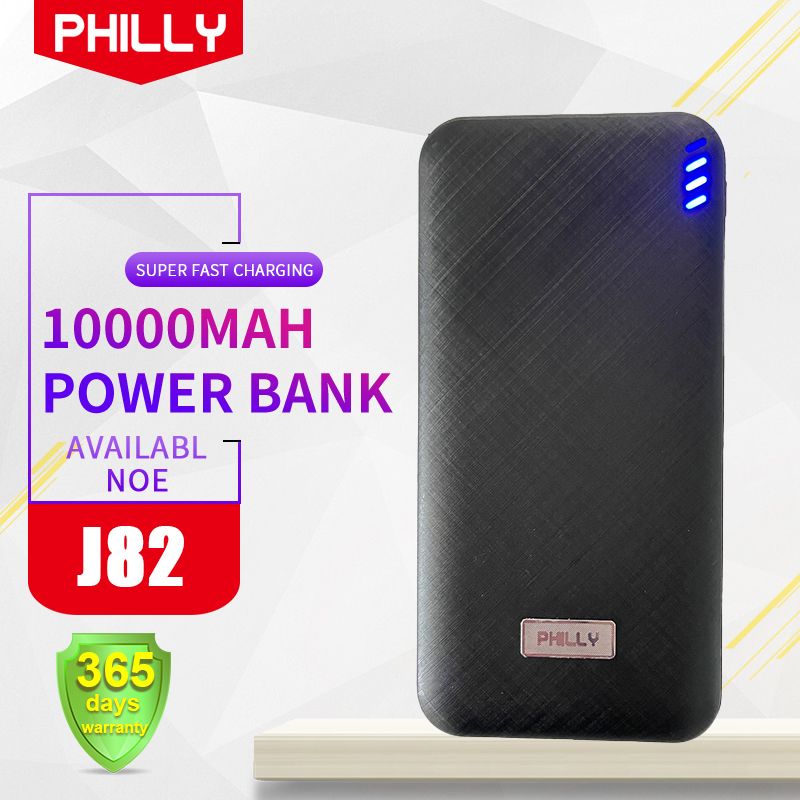 J82Black 10000Mah DualOutput Fast Charging Power-Bank