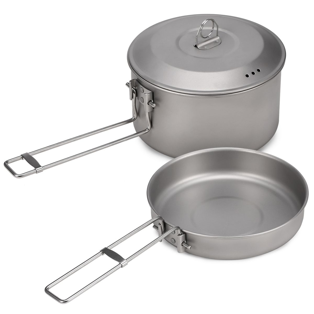 Camping Cookware Set Titanium Pot And Fry Pan Set With Lid