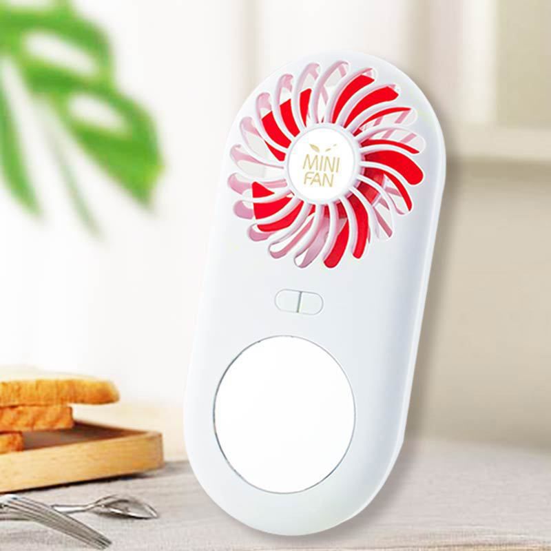 Power Small Fan Makeup Hand-held Handheld 2 1 Portable USB Wind 3-speed Mirror Rechargeable Electric Fan Small In Fans Mini High
