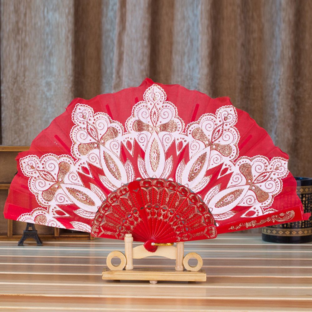 Newest Wedding Held Flower Lace Gift For Party Fan Chinese/Spanish Dance Silk Souvenir For Hand Style 2019 Folding