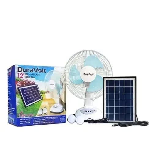 Rechargeable Table /Wall Fan With Solar Panel - 12"