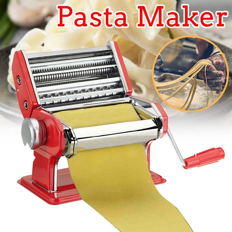 (Stainless Steel) Manual Pasta Maker Machine Multi-functional Noodle Maker Press Rigatoni Spaghetti Lasagne For Home Restaurant-Adjustable Rollers With 9 Shape Options