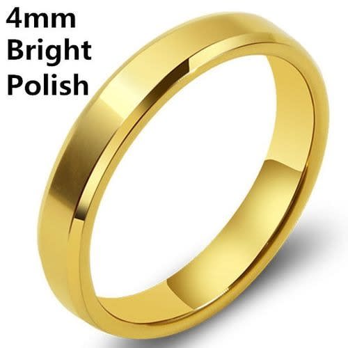 Women's Fashion Simple Scrub Titanium Steel Finger Ring - 4mm Width - Gold - Size 9