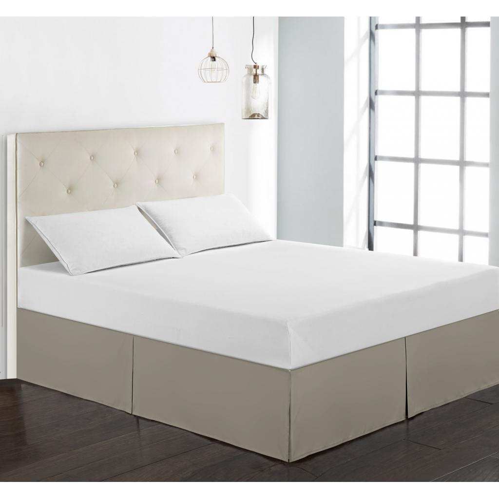 Solid Color Hotel Pleated Bed Skirt  Wrinkle  Fade Khaki _Twin