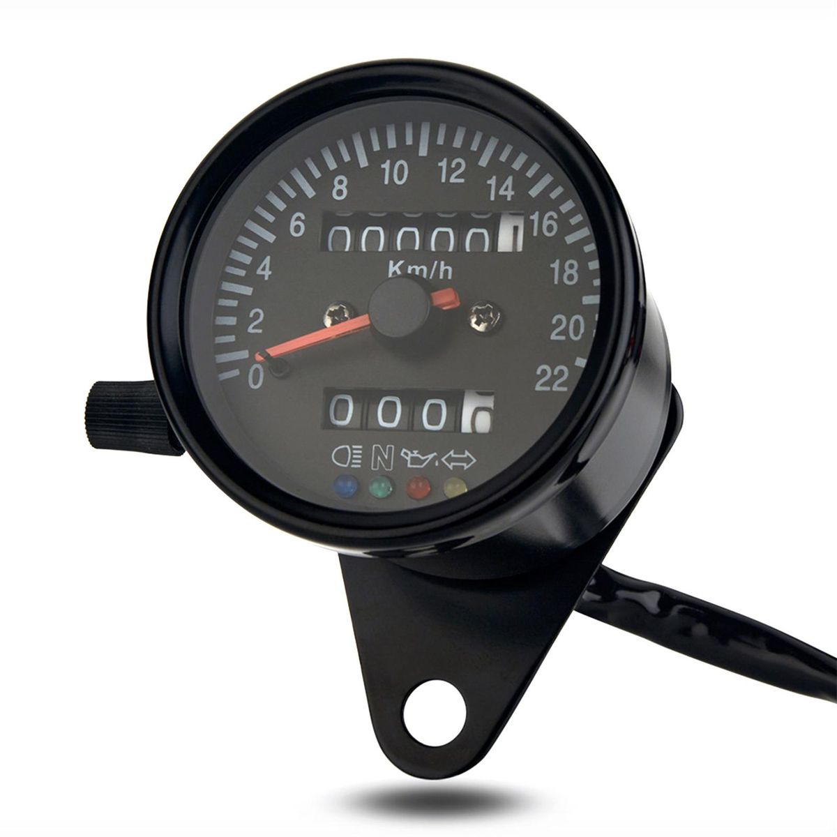 Cafe Racer Retro Custom Motorcycle Mechanical Speedometer with LED Indicator Odometer 220km/h