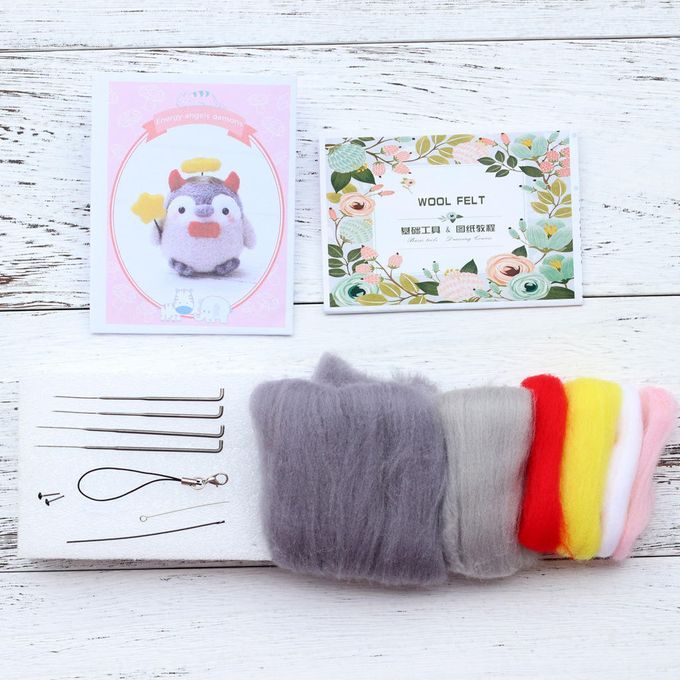 Penguin  Felting Kit 4 Needles Pure 66s 100% Wool Fiber Style 3