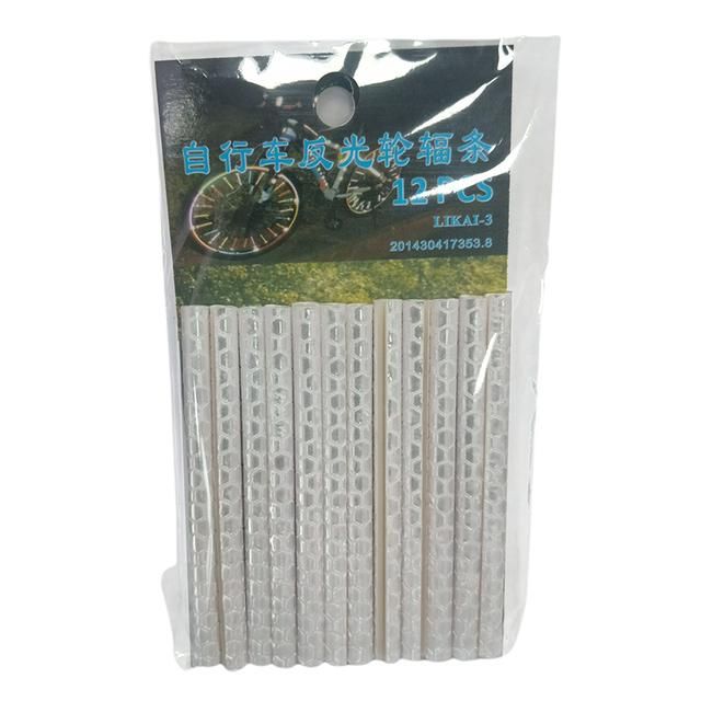 12pcs Bicycle Reflective Stickers Wheel Spokes Tubes Strip Safety Warning Light Reflector Outdoor Bicycle Light Accessories