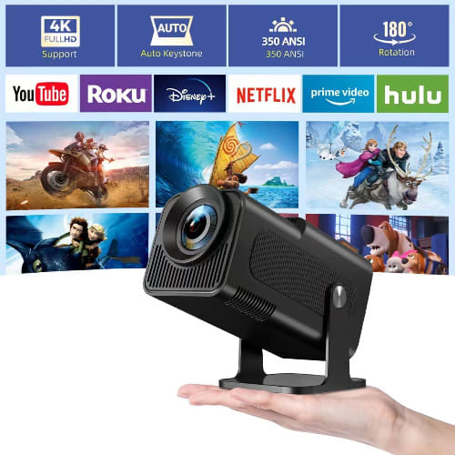 Smart Mini Projector With Android Tv - Upgrade Hy320 Ceiling Projector For Ios And Android