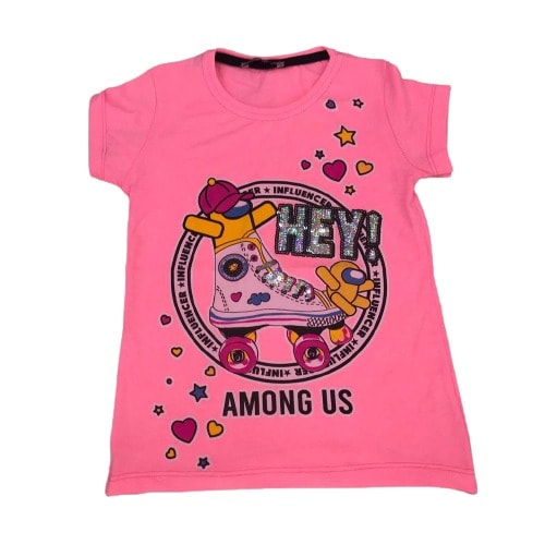 Hey Turkey Modern Kids Top With Sneaker Design - Pink2
