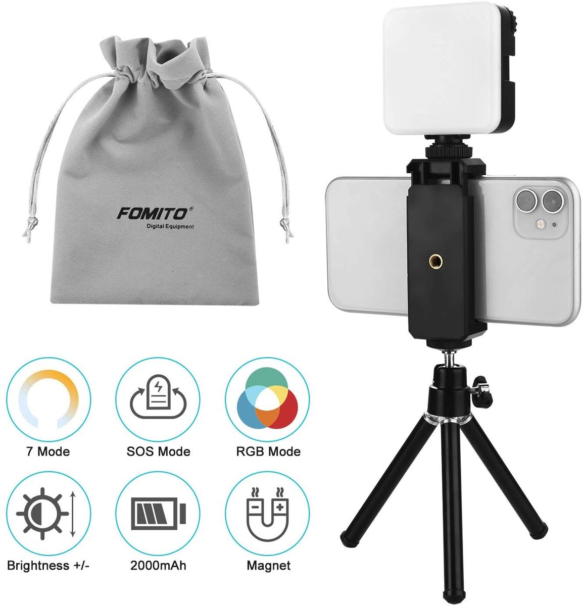 LED-68R RGB LED Light Kit With Phone Clip And Mini Tripod